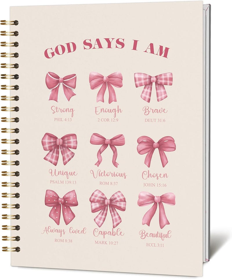 KIDEAR Christian Journal for Women, Prayer Notebook for Bible Study Notes,Cute Pink Bow Faith Journal,Coquette Preppy Christian Gifts for Teen Girls,Church Note Bible Study Supplies - A10 - Image 1